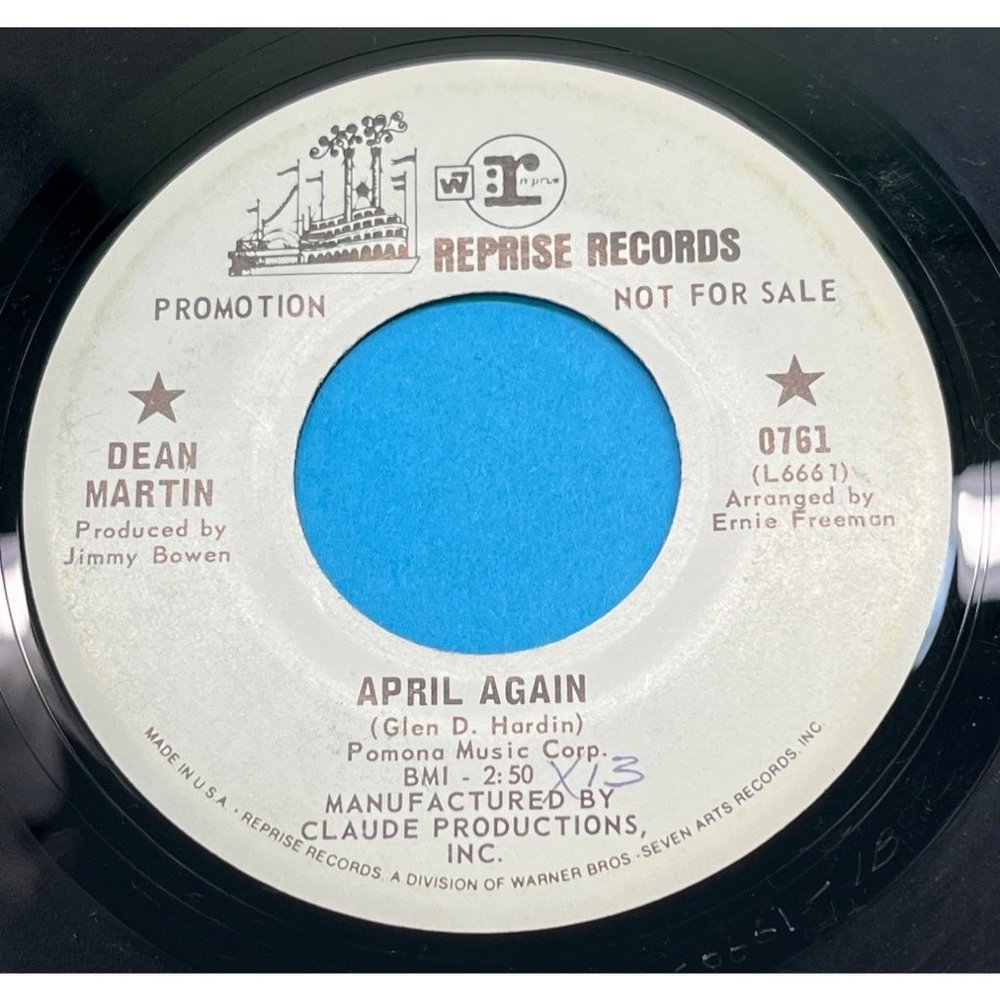 Dean Martin April Again / That Old Time Feelin' 45 Pop Promo Reprise 0761